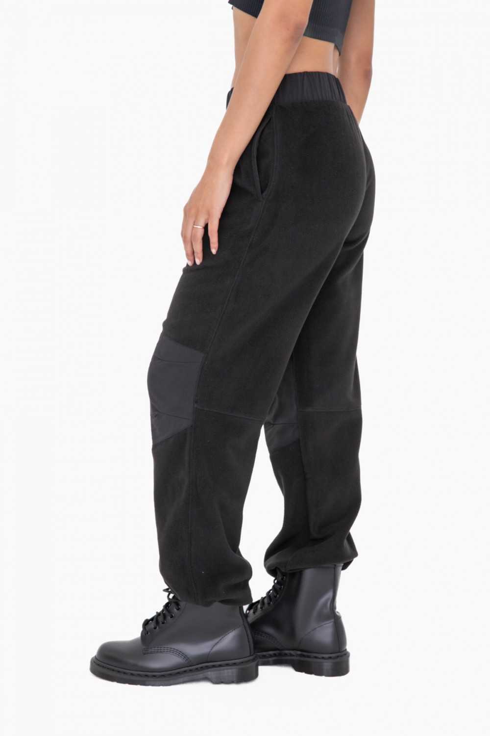 Fleece Wide Leg Pants with Bungee Hem