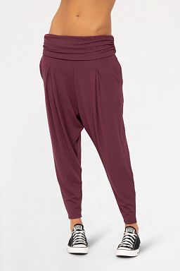 Foldover Flare Drop Crotch Pants Plum 24