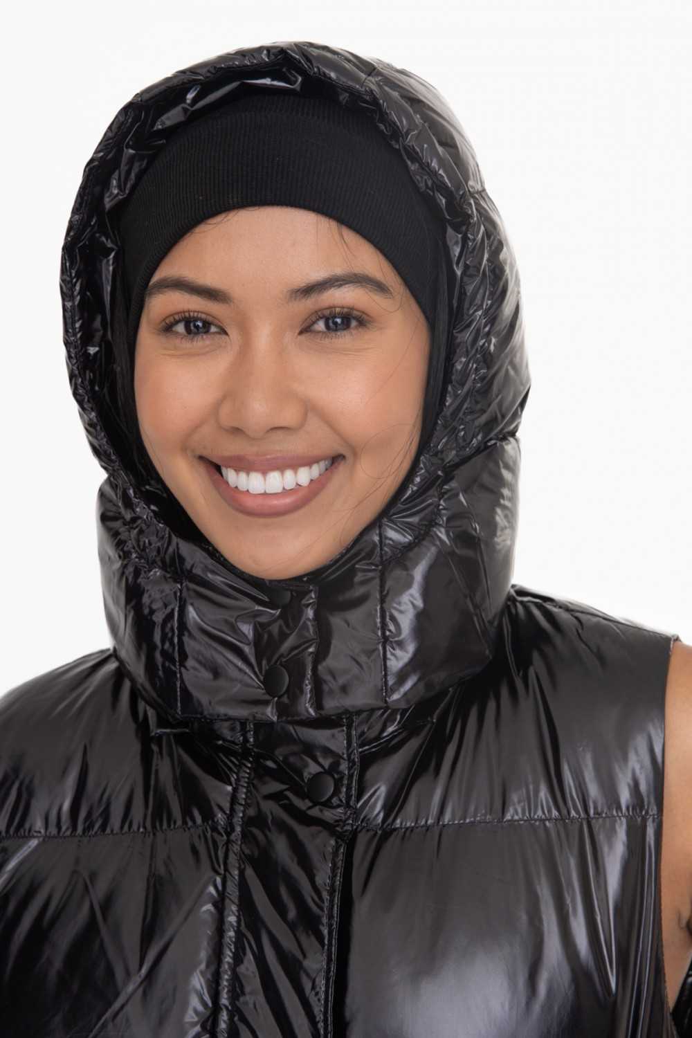 Glossy Faux Patent Leather High Neck Vest