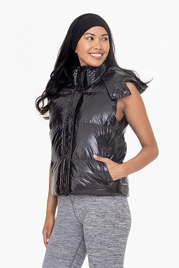 Glossy Faux Patent Leather High Neck Vest