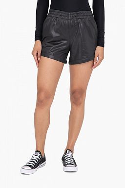 Glossy Leather Look High Waist Shorts