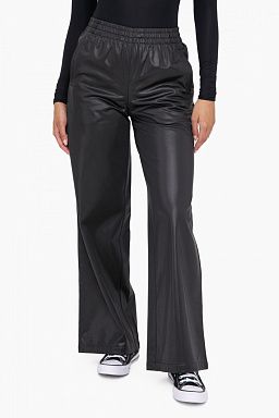 Glossy Leather Look Wide Leg Flare Pants