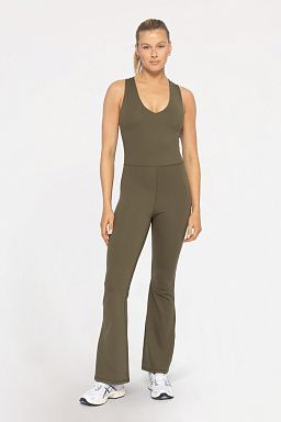 GREEN Cross Knot Back Flared Jumpsuit Ivy green