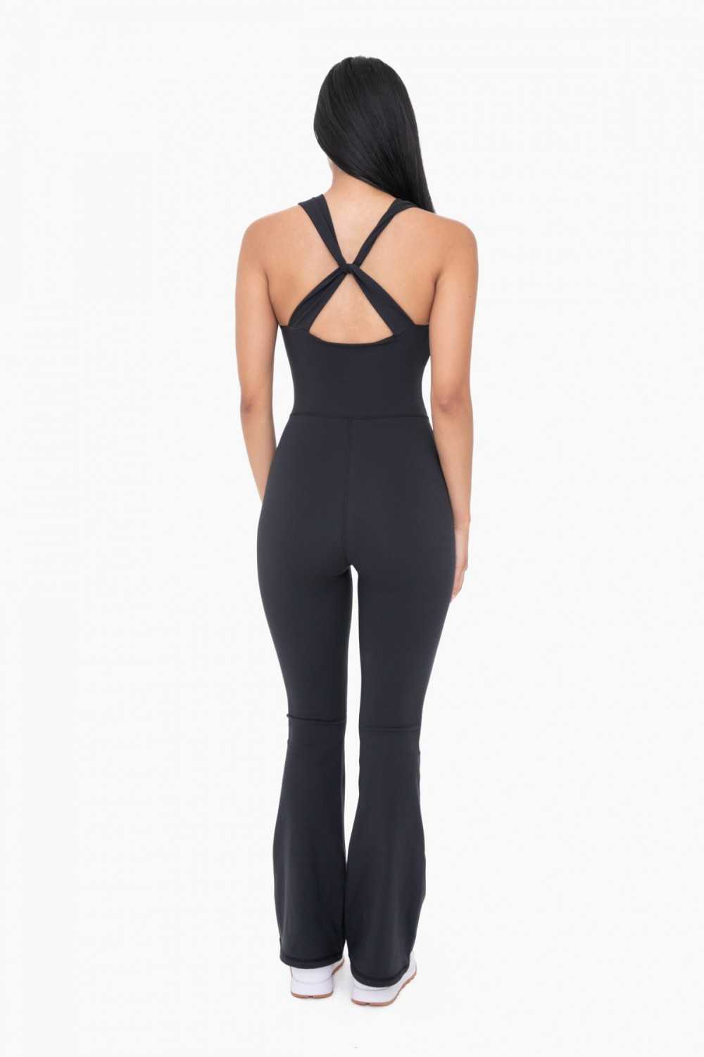 GREEN Cross Knot Back Flared Jumpsuit