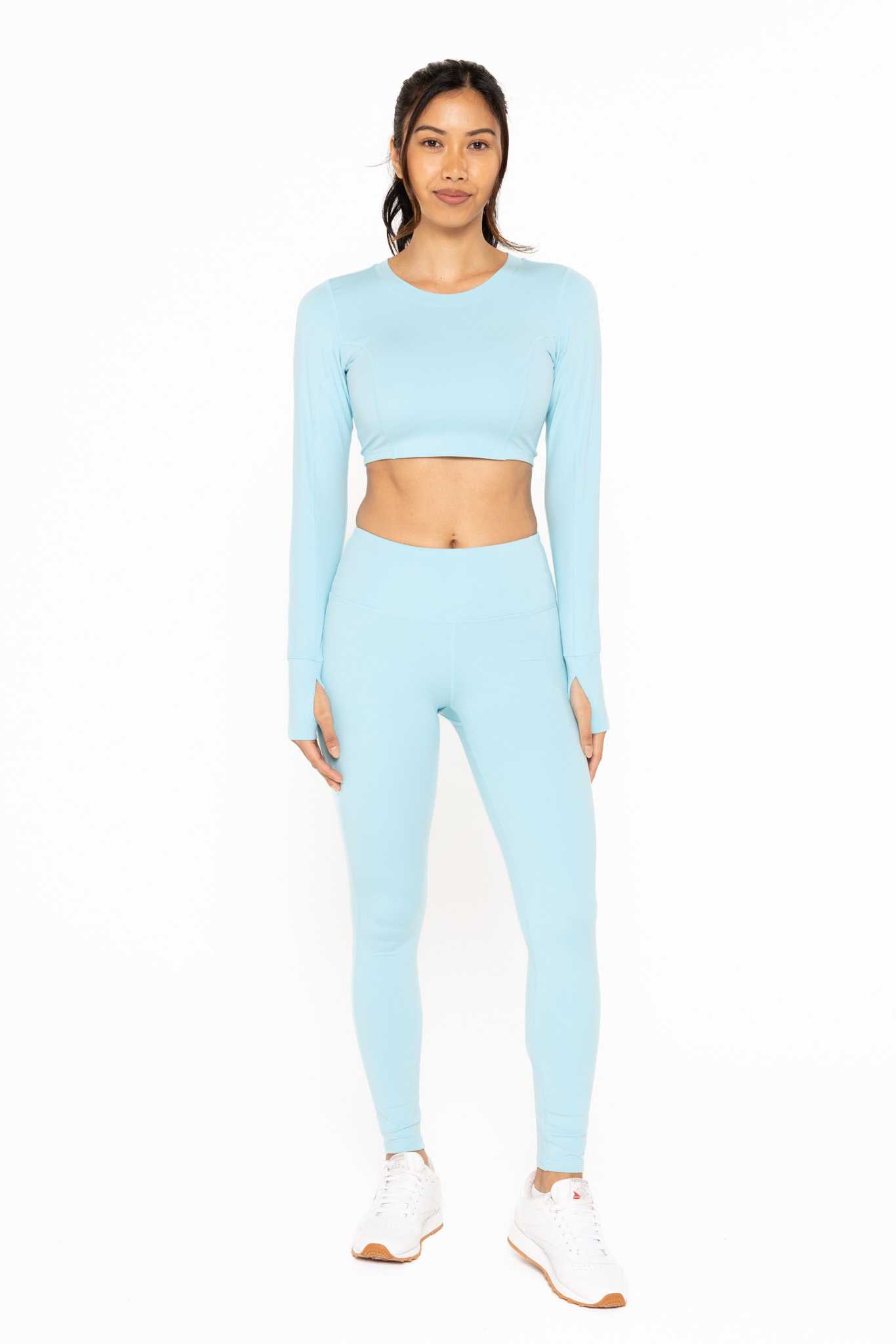 GREEN Essential Solid Leggings Bright blue