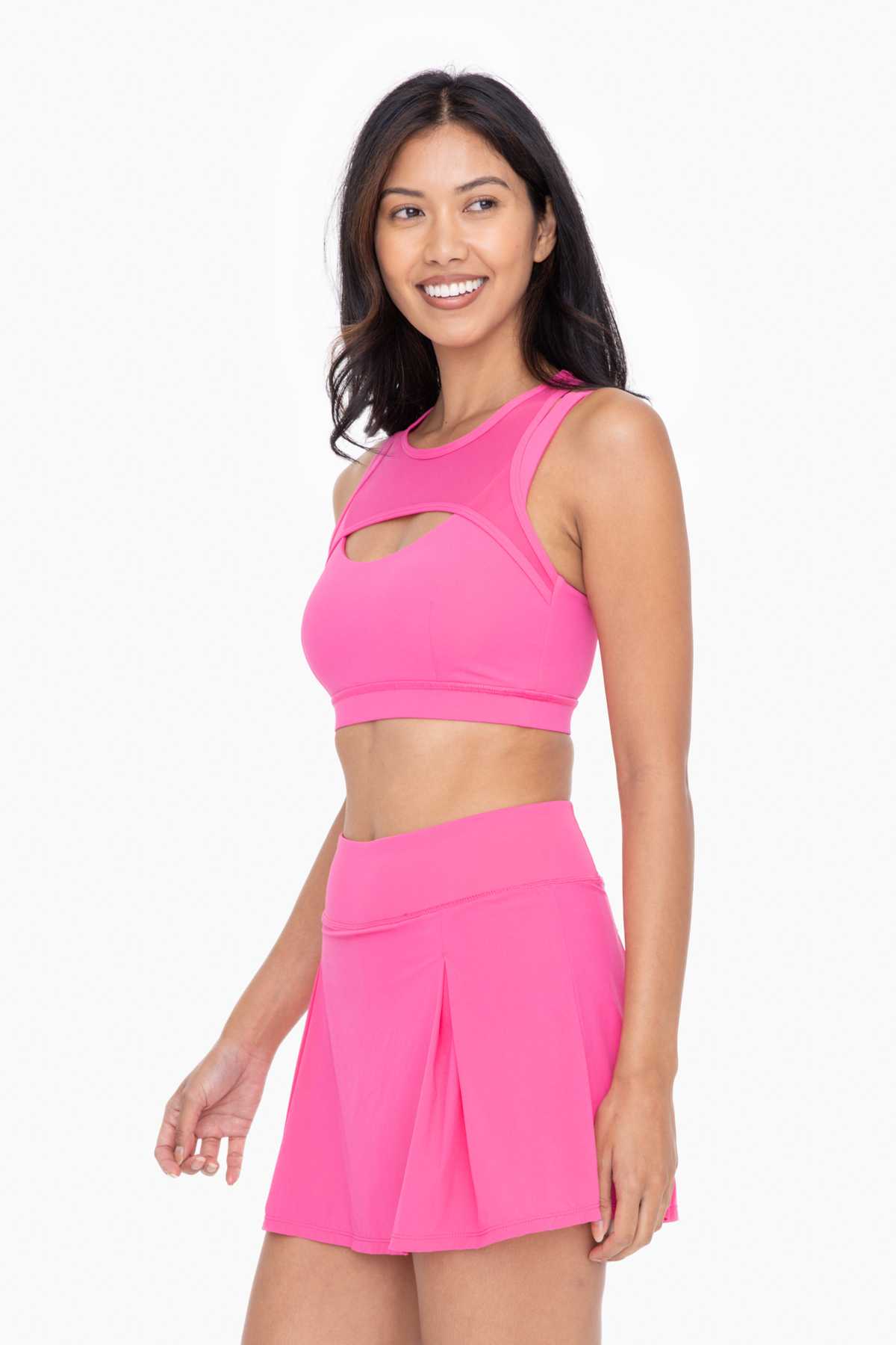 GREEN Harness Mesh Hybrid Racerback Sports Bra RECYCLED Hot pink