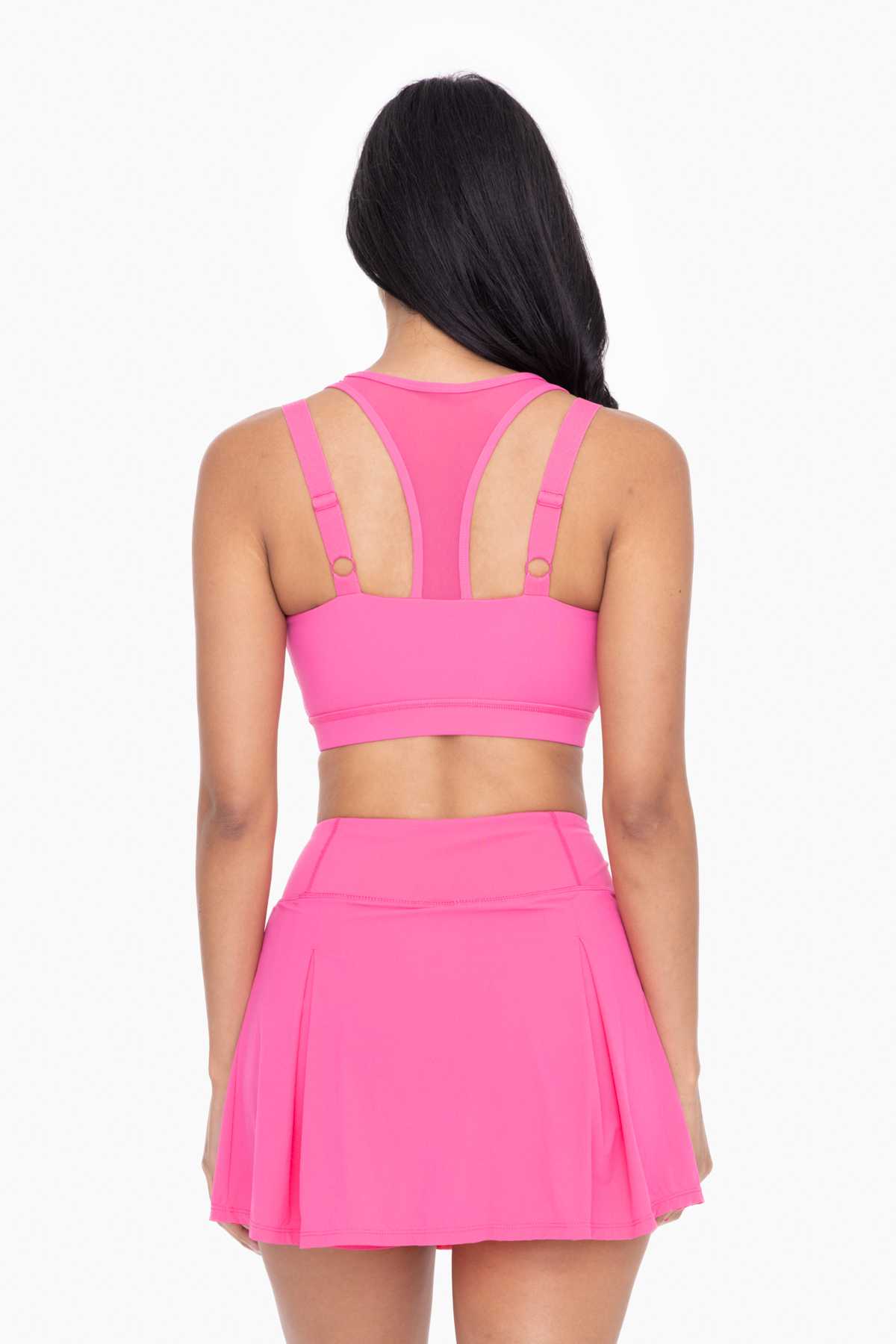 GREEN Harness Mesh Hybrid Racerback Sports Bra RECYCLED Hot pink