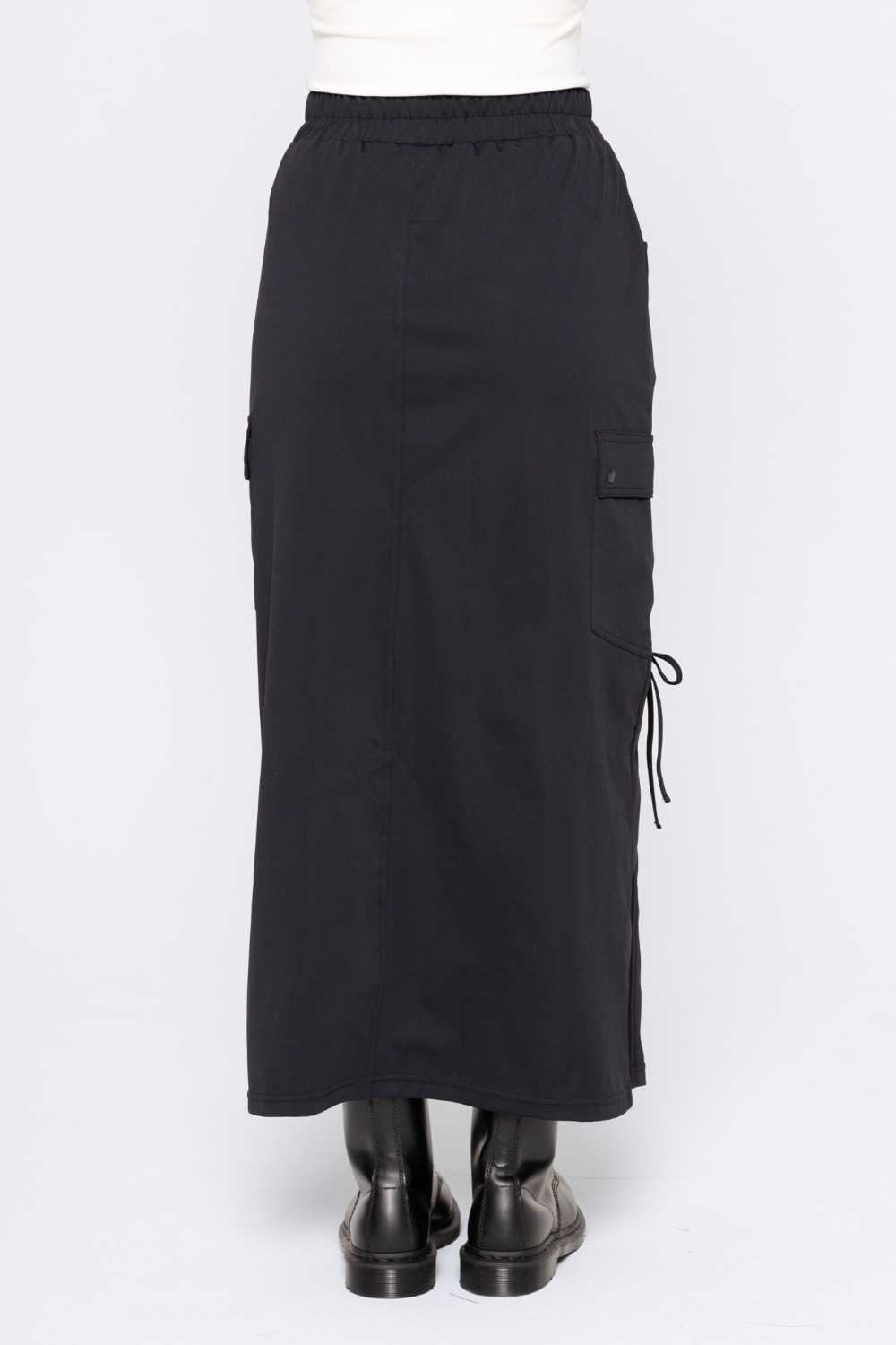 GREEN High-Waised Cargo Maxi Skirt Black