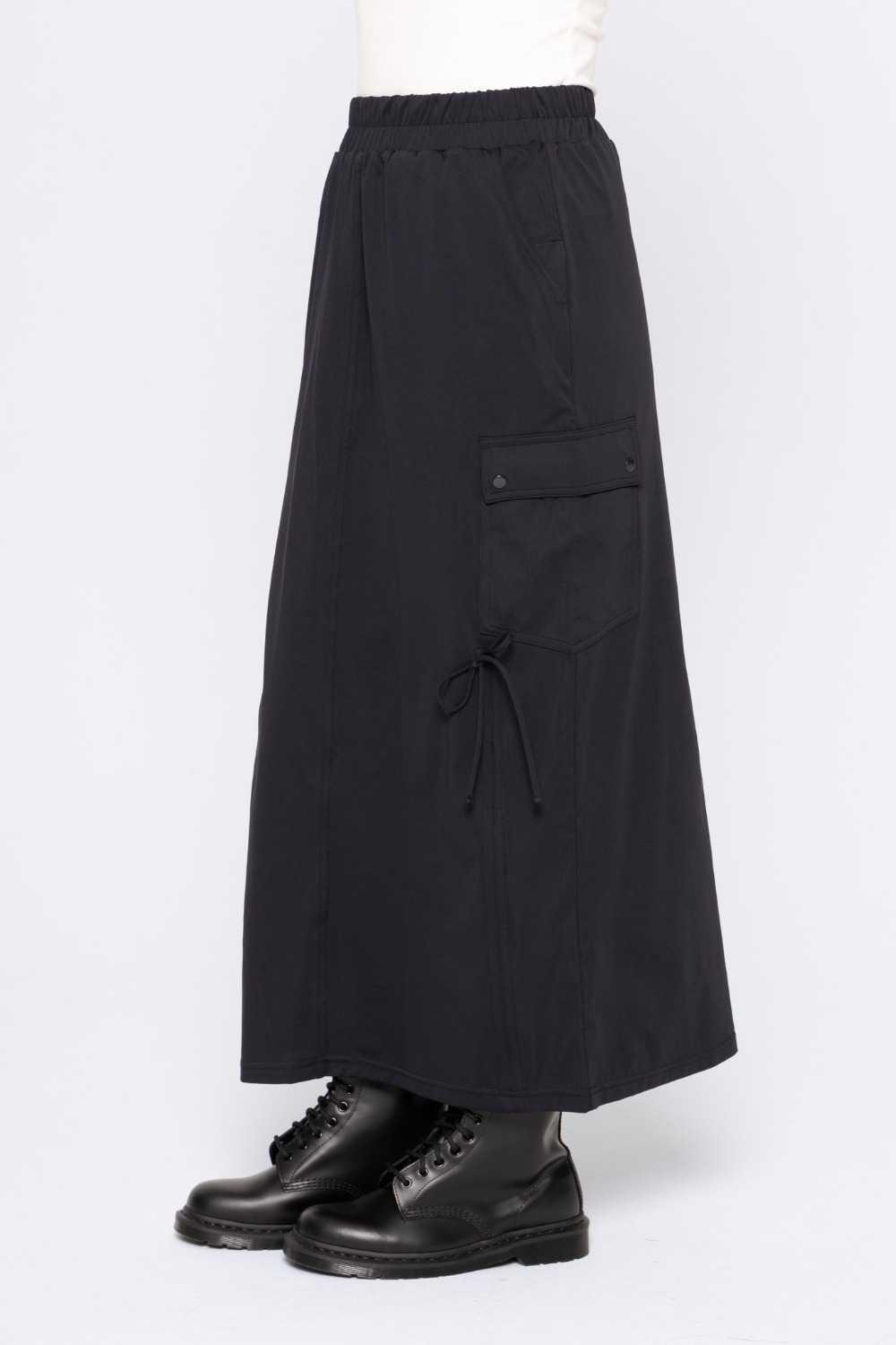 GREEN High-Waised Cargo Maxi Skirt Black