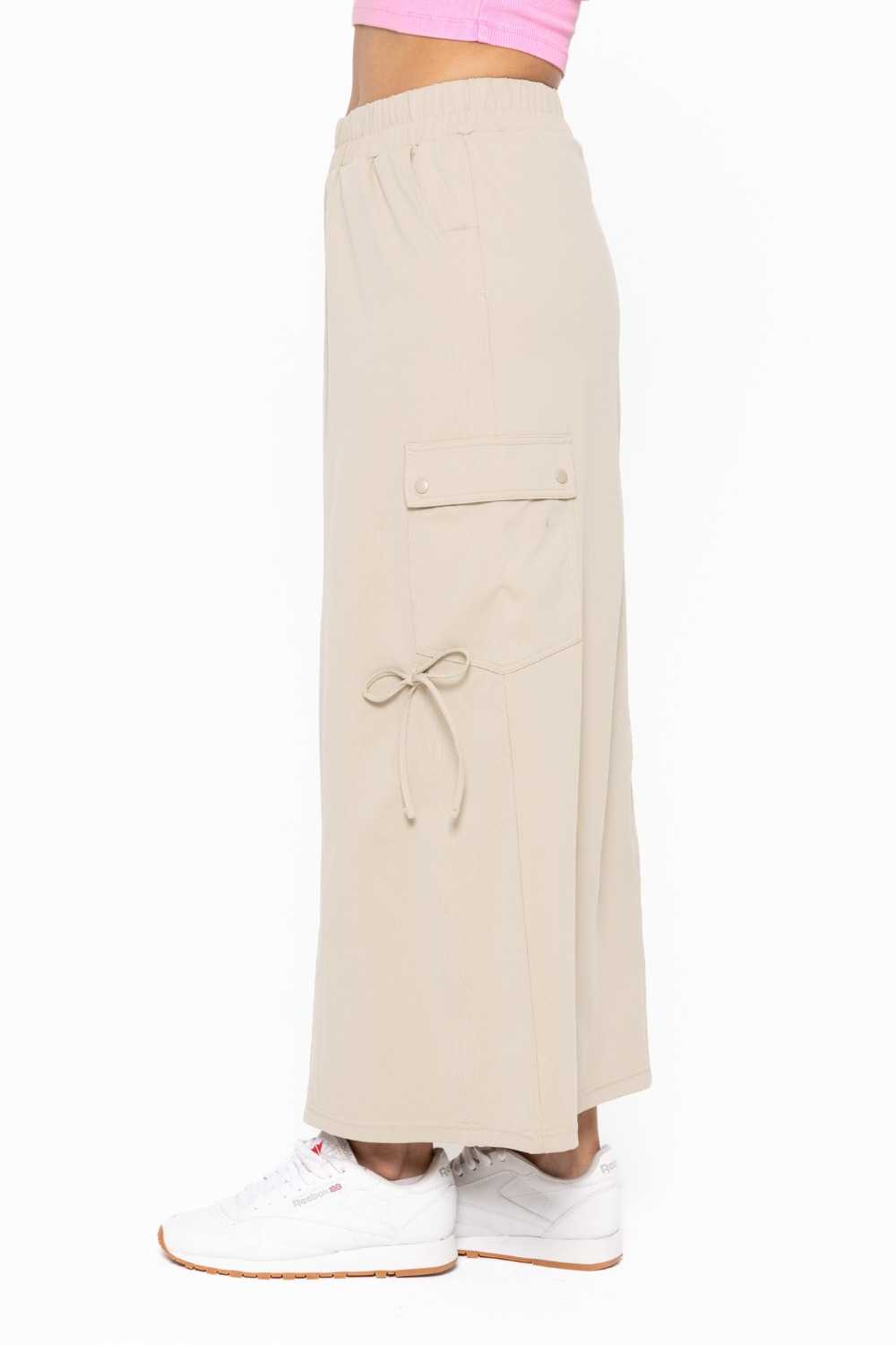 GREEN High-Waised Cargo Maxi Skirt Green khaki