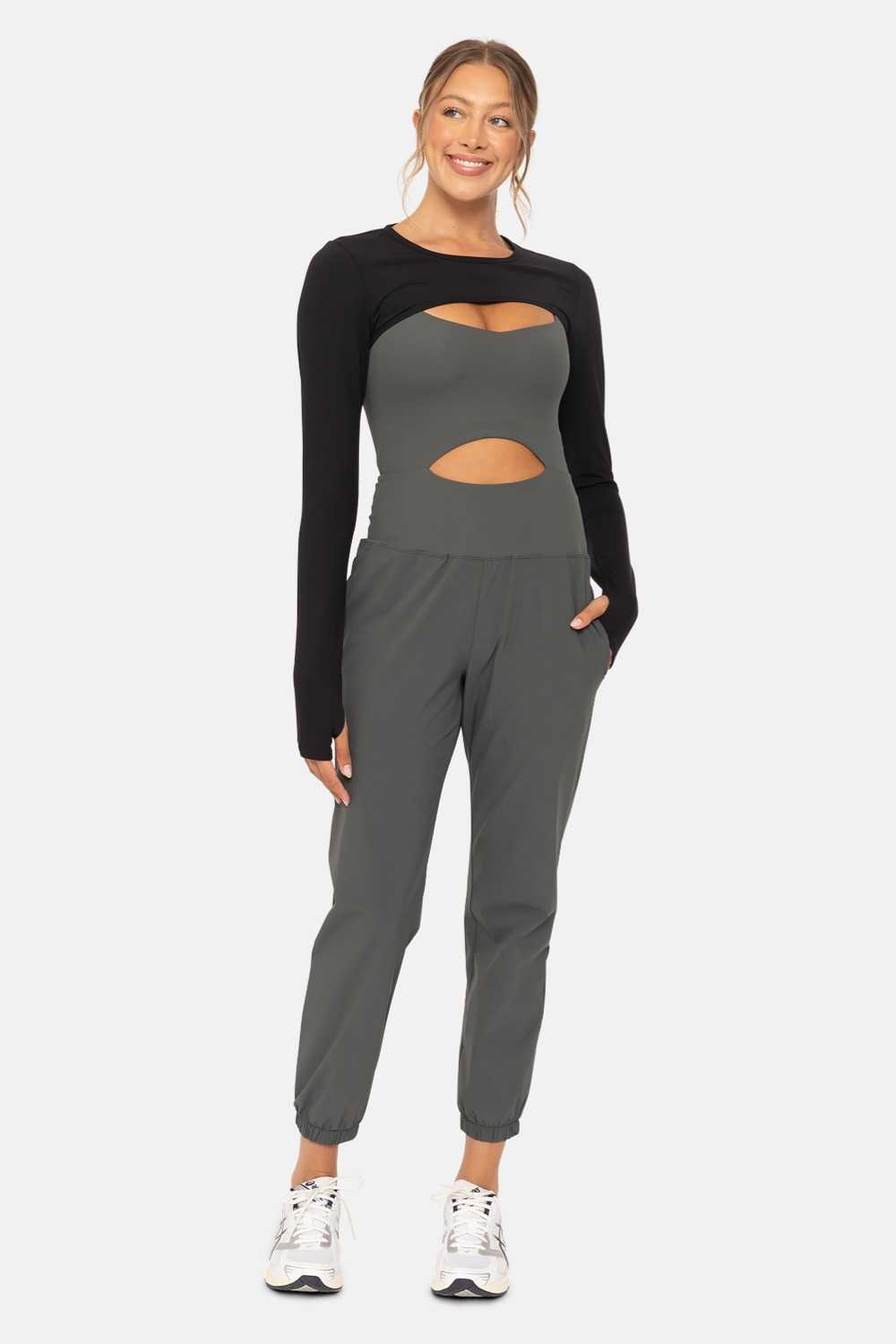 GREEN Long Sleeve Mini Shrug with Thumbholes Black