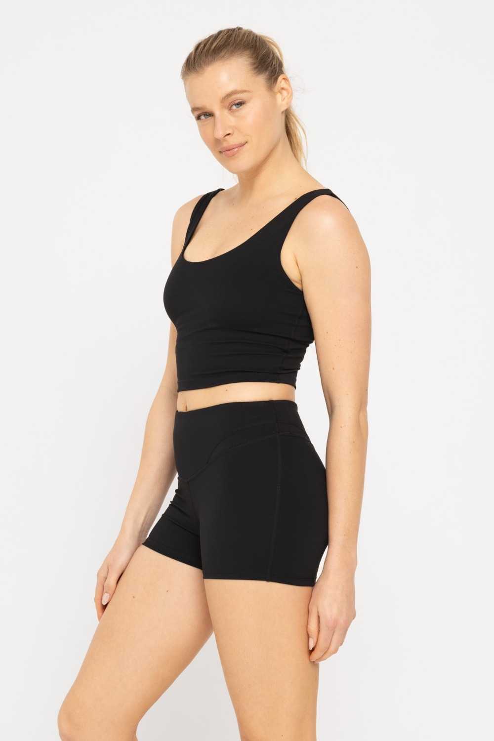 GREEN Longline Sports Bra Black