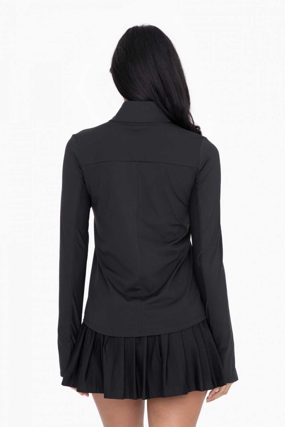 GREEN Mock Neck Half Zip Long Sleeve Active Top