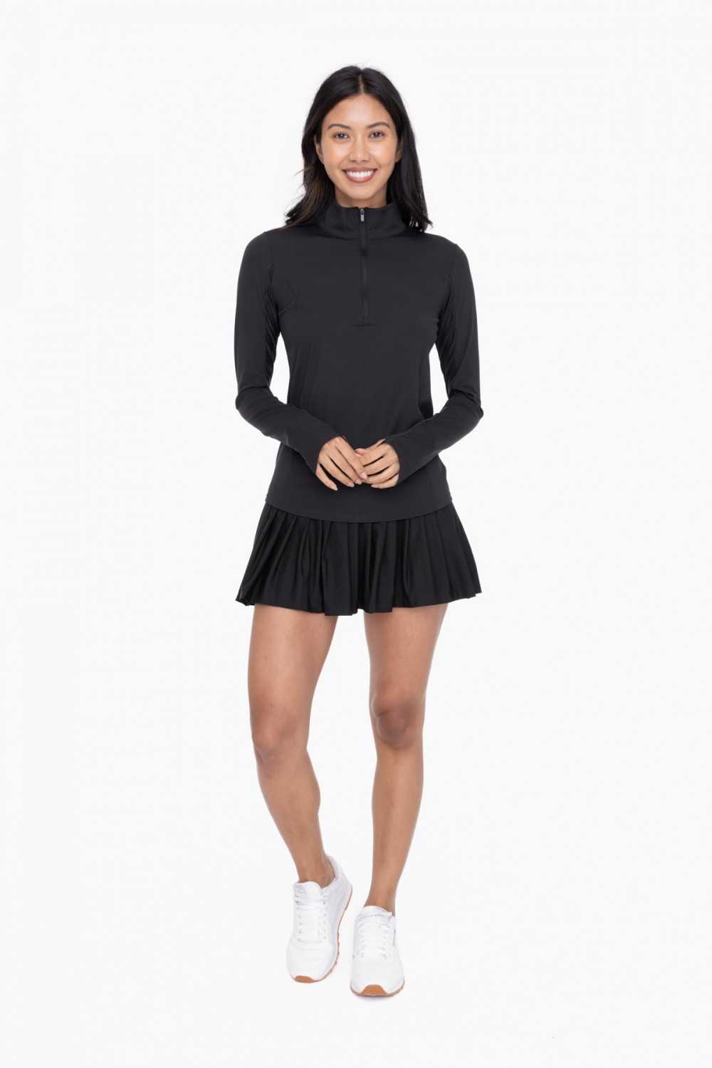 GREEN Mock Neck Half Zip Long Sleeve Active Top