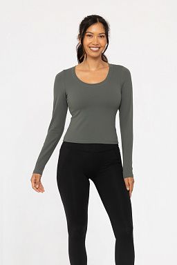 GREEN Scoop Neck Active Long Sleeve Urban grey