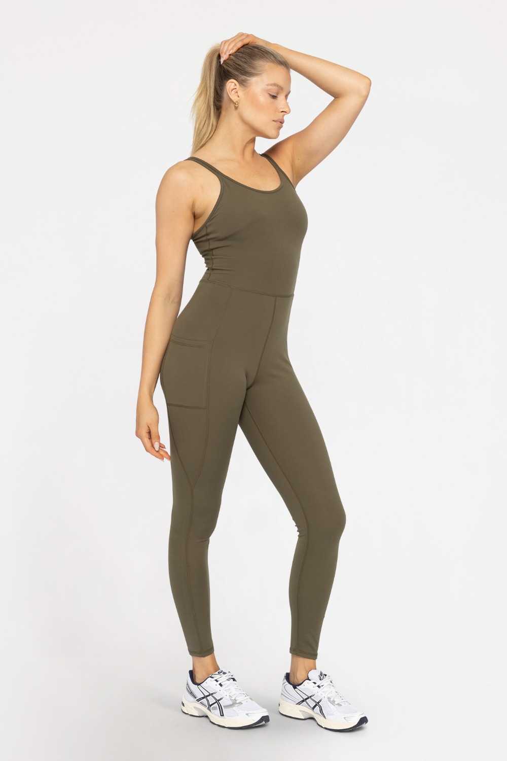 GREEN Sleeveless Full Length Jumpsuit Ivy green