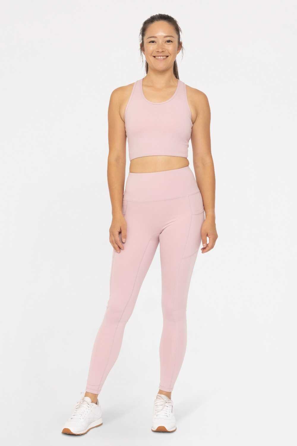 GREEN Sweetheart No Front Seam High-Waist Pocket Leggings Cool mauve