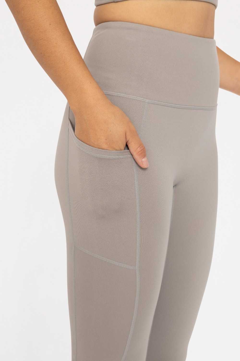GREEN Sweetheart No Front Seam High-Waist Pocket Leggings Fog
