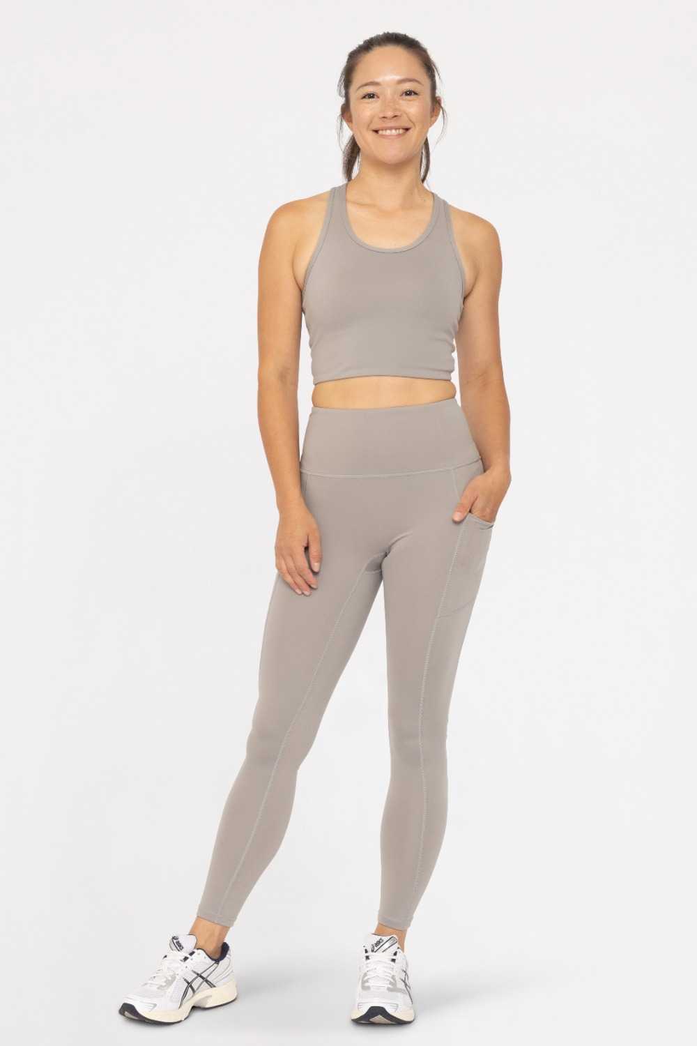 GREEN Sweetheart No Front Seam High-Waist Pocket Leggings Fog
