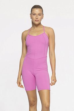 GREEN T-Strap Back Romper Fuchsia