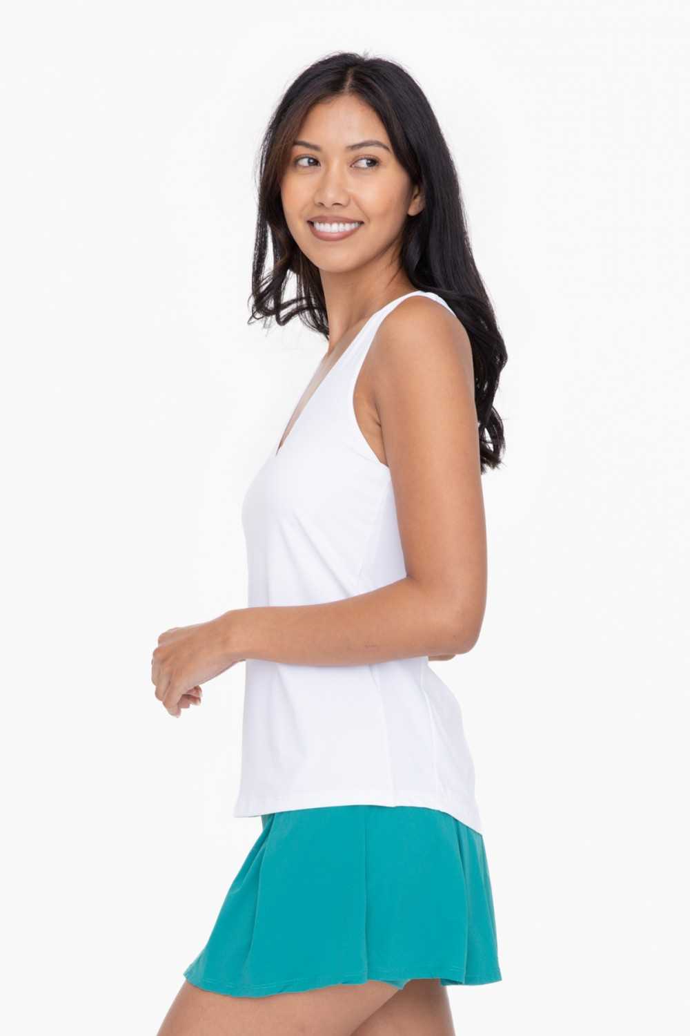 GREEN V-Neck Active Tank Top