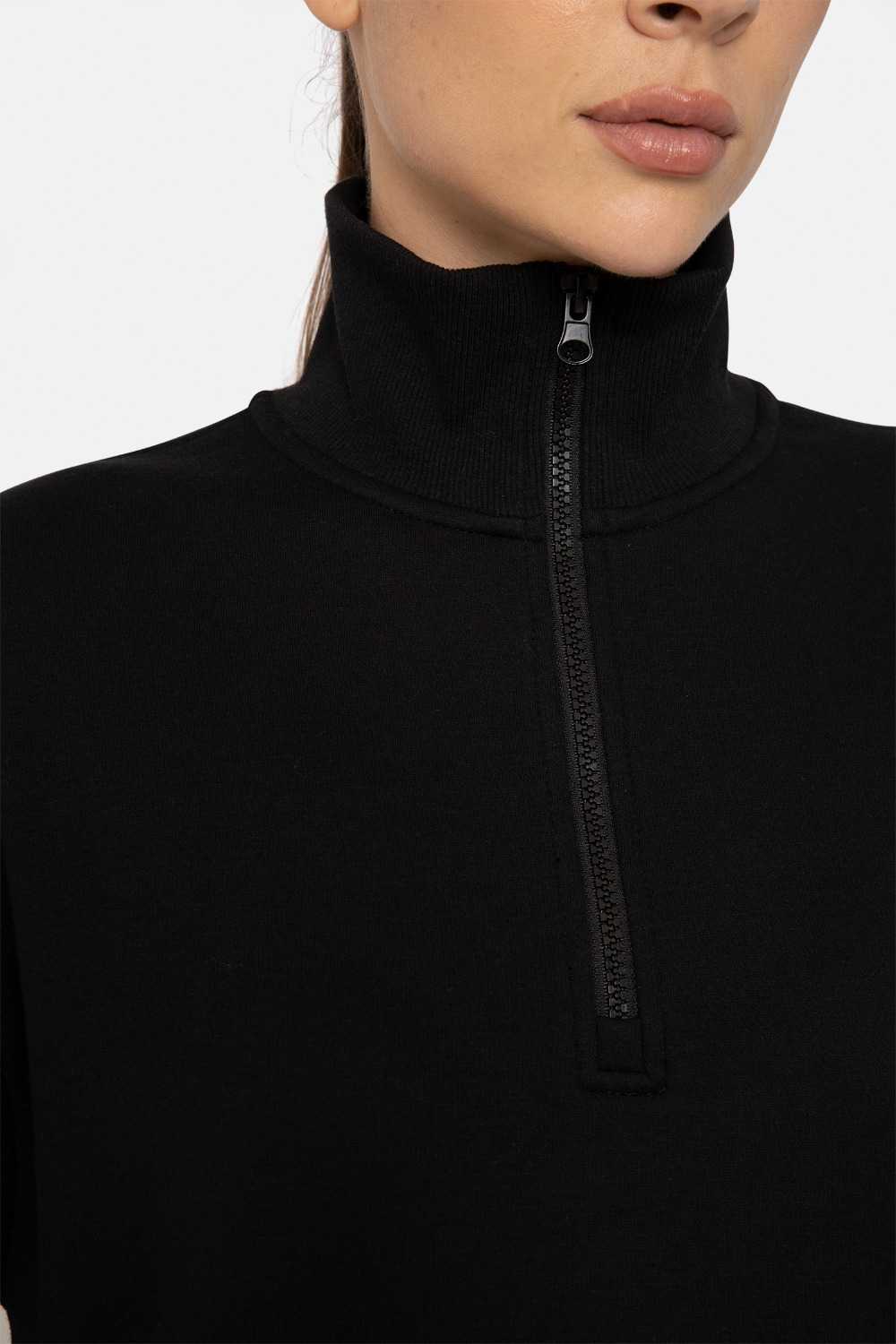 Half-Zip Drawstring Pullover Black
