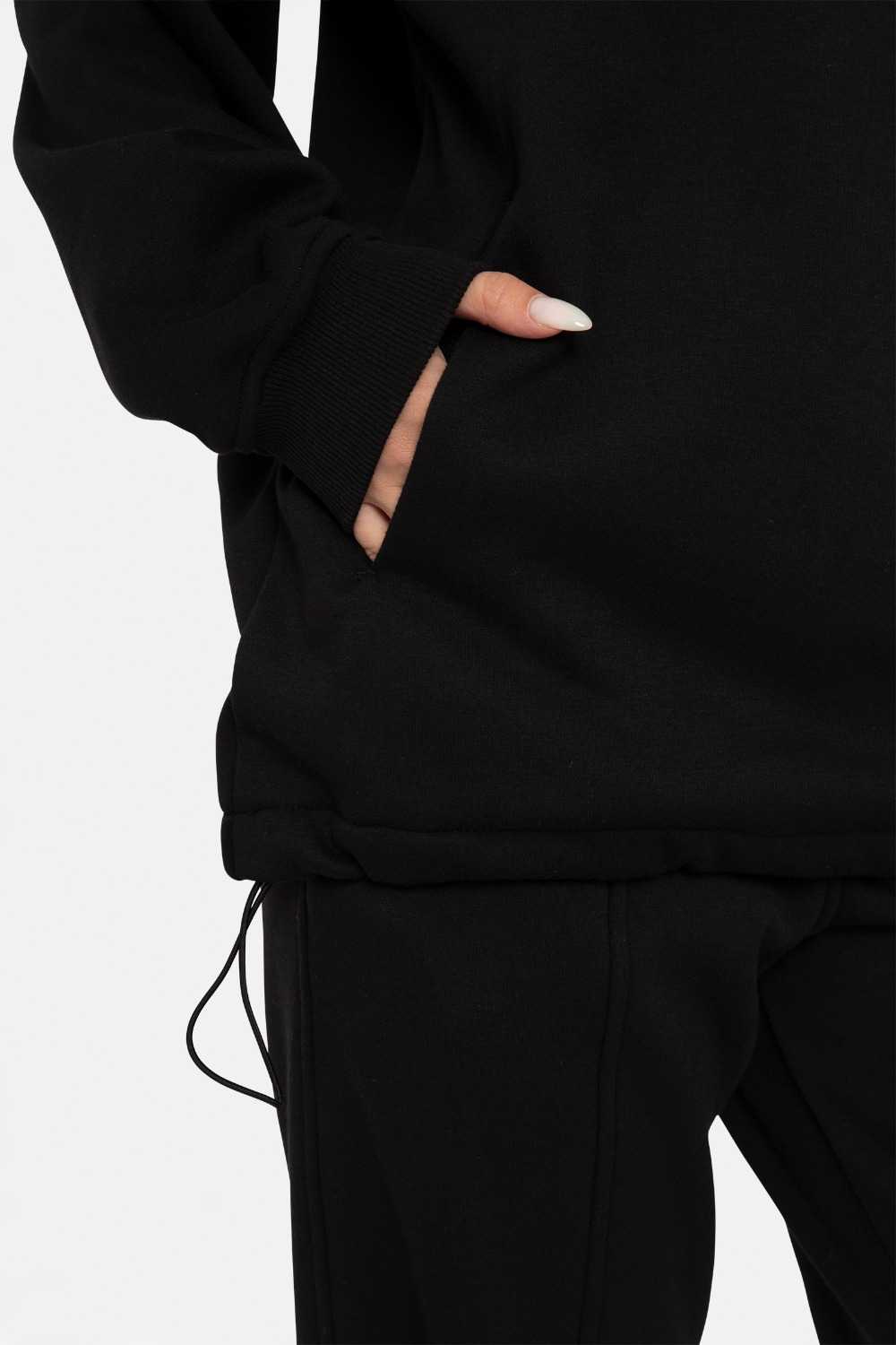 Half-Zip Drawstring Pullover Black