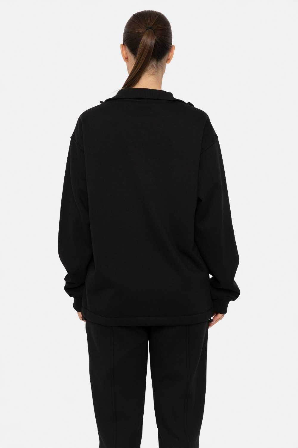 Half-Zip Drawstring Pullover Black