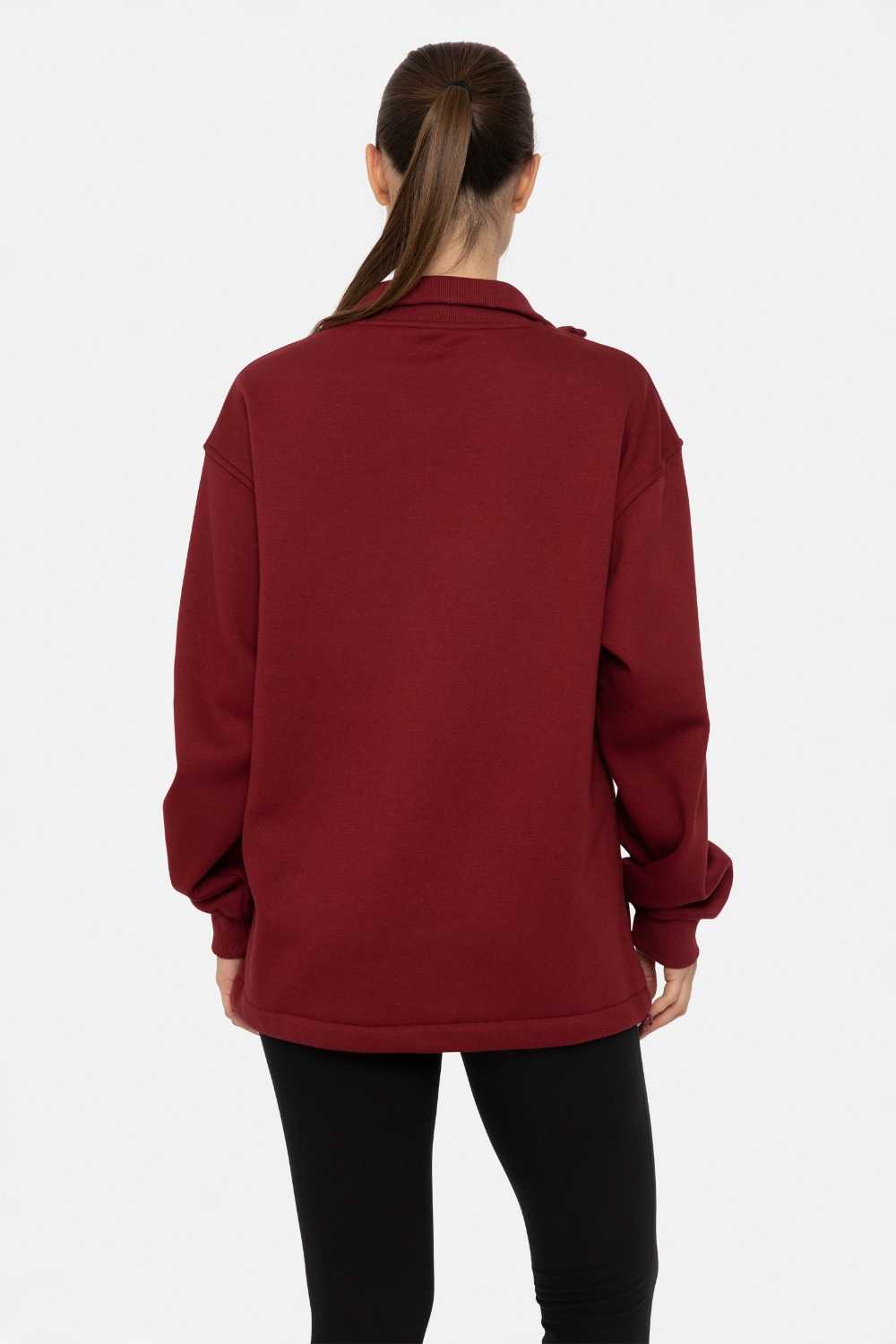 Half-Zip Drawstring Pullover Red velvet