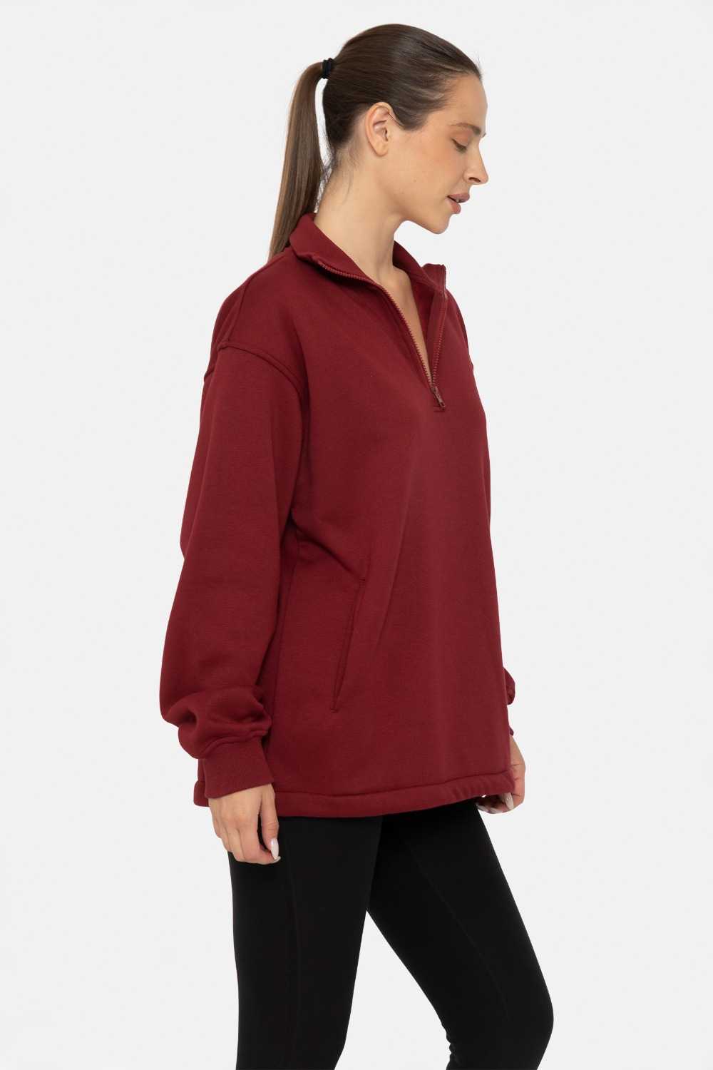 Half-Zip Drawstring Pullover Red velvet
