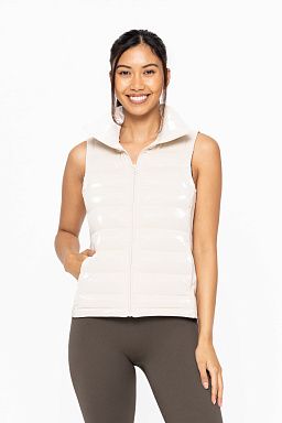 High Neck Padded Puffer Vest Natural