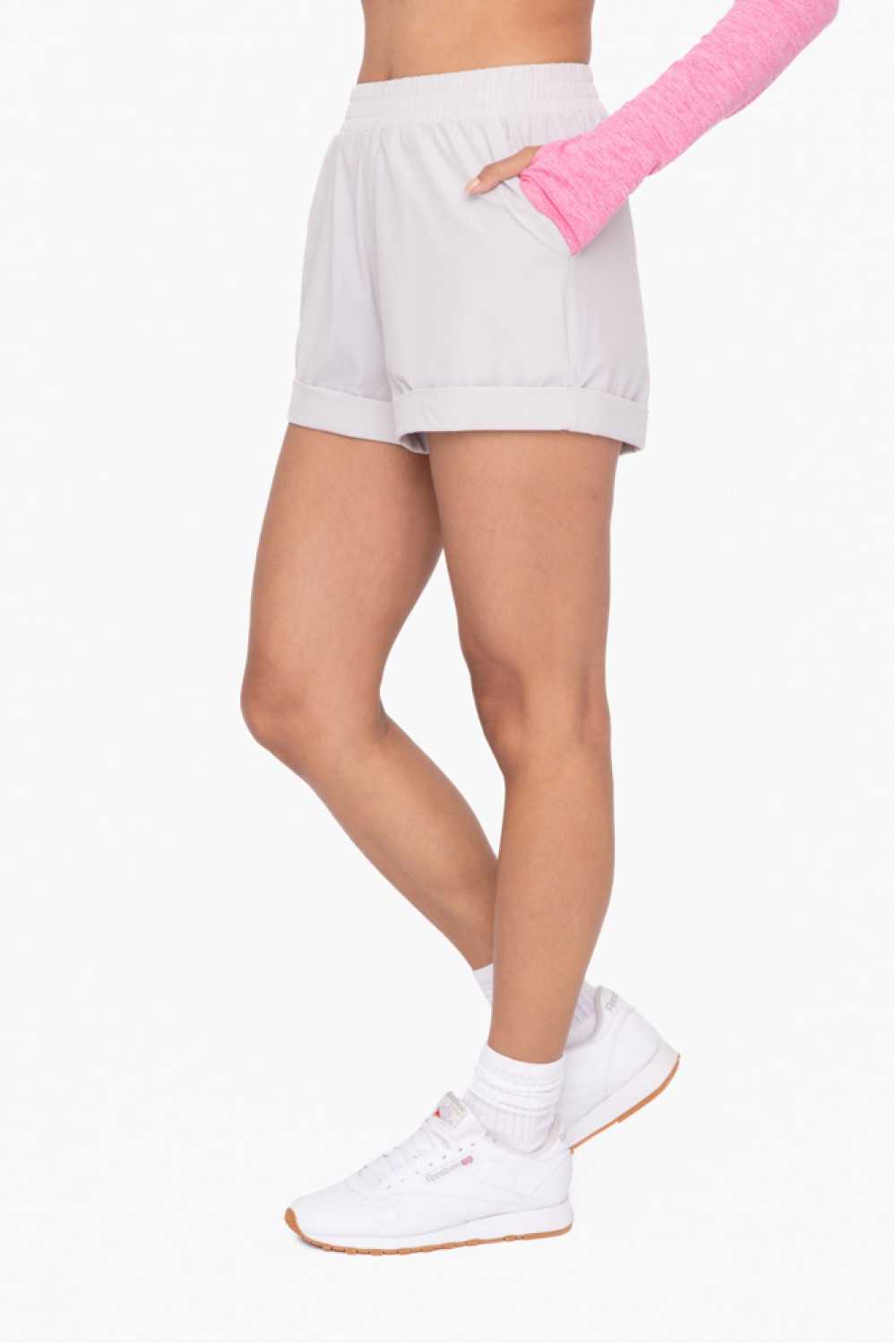 High-Waist Athleisure Shorts with Cuffed Leg