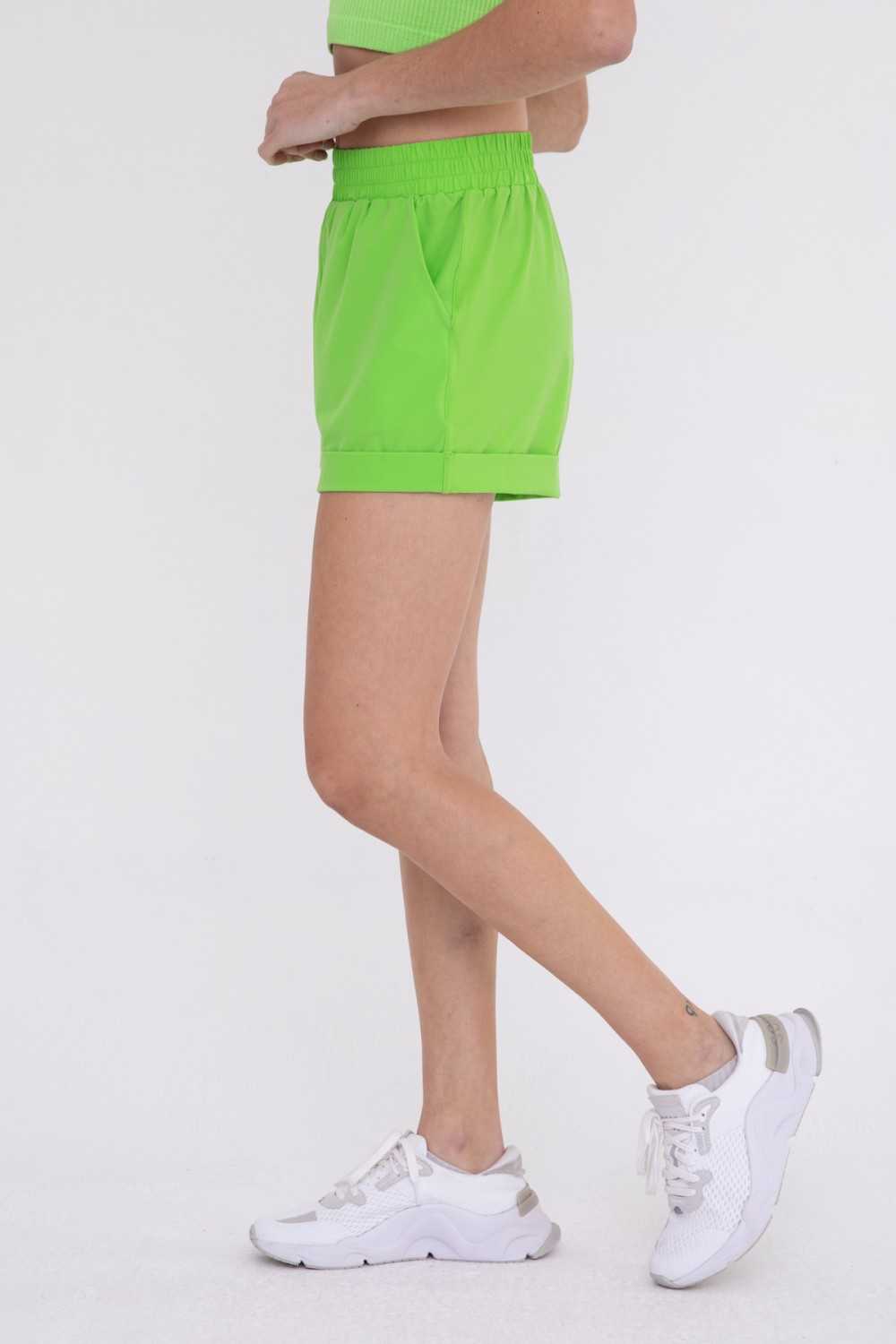 High-Waist Athleisure Shorts with Cuffed Leg