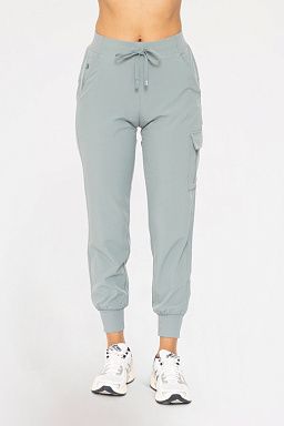 High-Waisted Capri Active Joggers with Pockets Blue steel