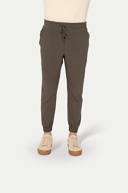 High-Waisted Zip-Up Ankle Joggers Black olive