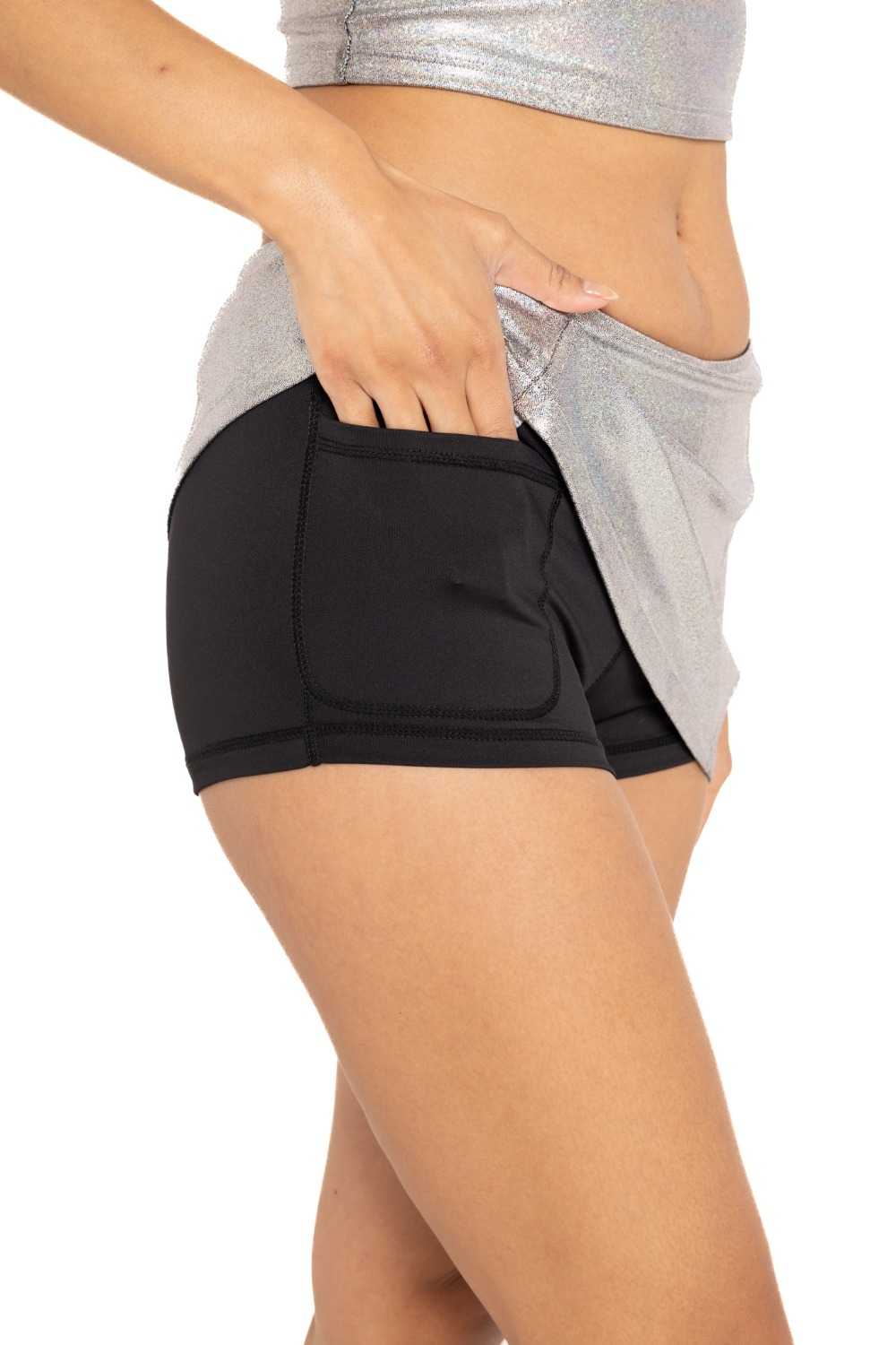 Iridescent Low-Rise Mini Skirt Black/silver