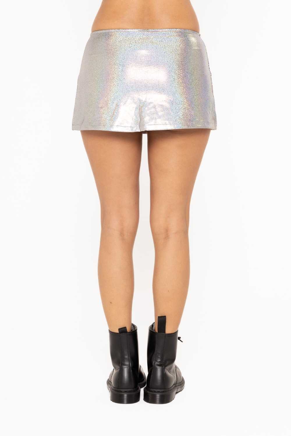 Iridescent Low-Rise Mini Skirt Black/silver