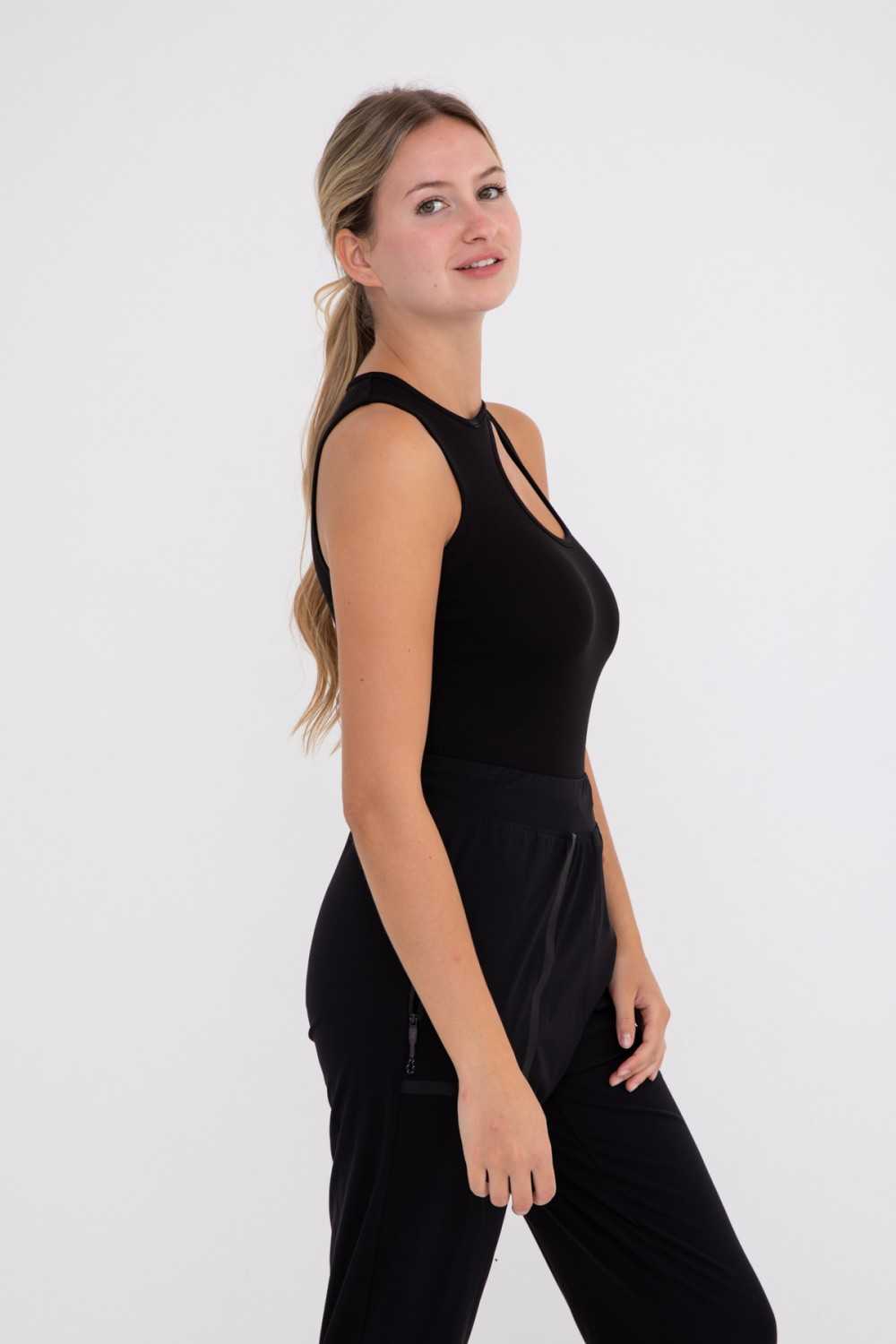 Keyhole Cut-Out Sleeveless Bodysuit