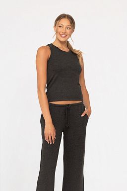 Keyhole Lounge Tank Top Charcoal 2tone