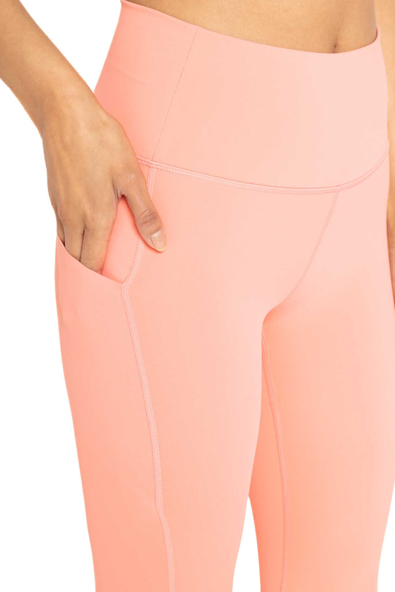Laser-Cut and Bonded Essential Foldover High-Waist Leggings Watermelon