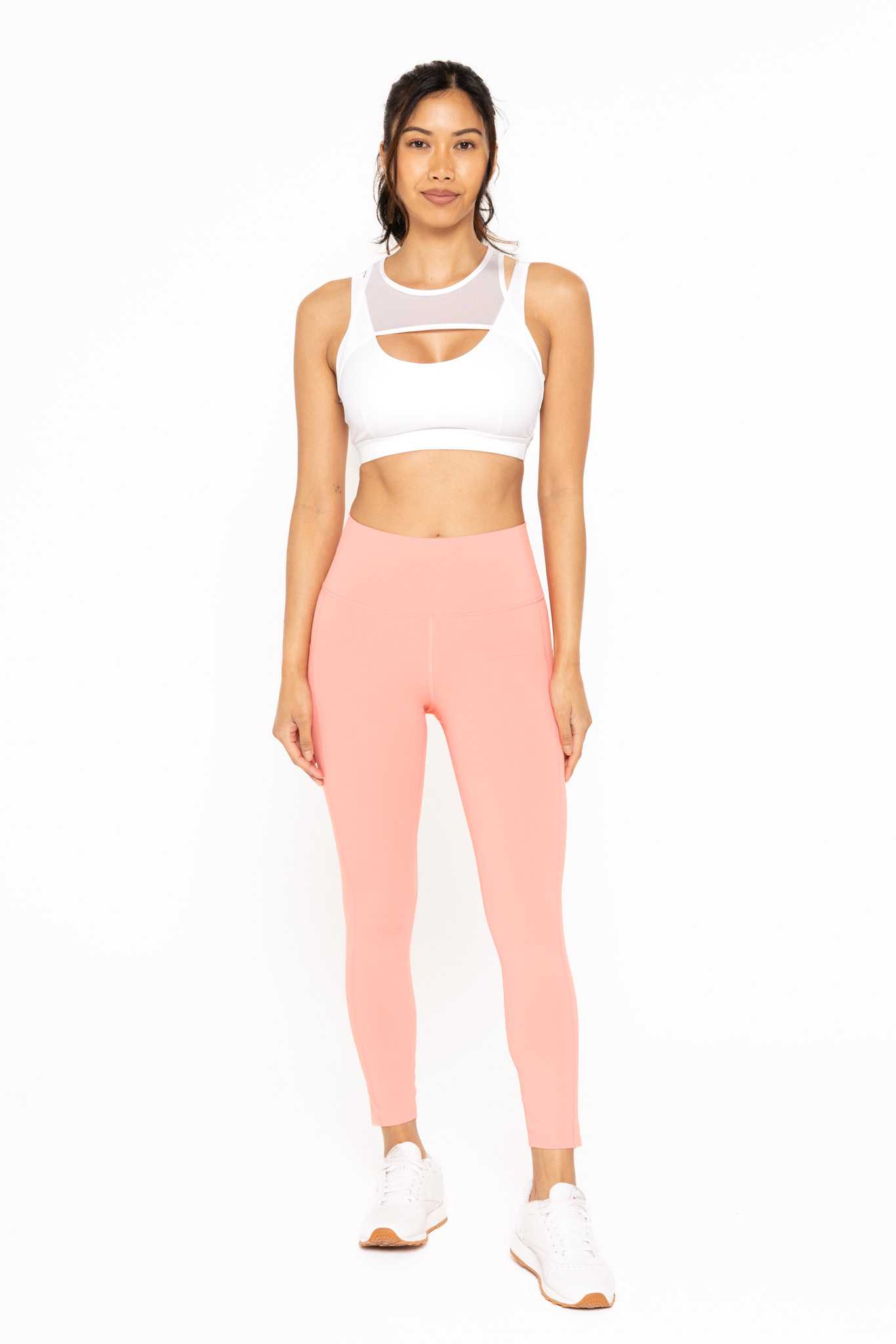 Laser-Cut and Bonded Essential Foldover High-Waist Leggings Watermelon