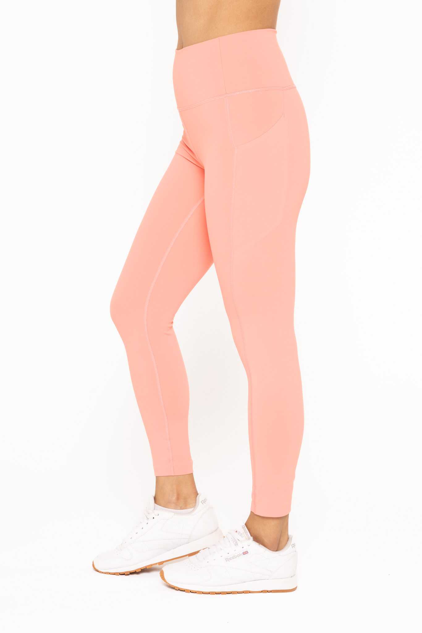 Laser-Cut and Bonded Essential Foldover High-Waist Leggings Watermelon