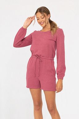 Long Sleeve Lounge Romper Soft magenta