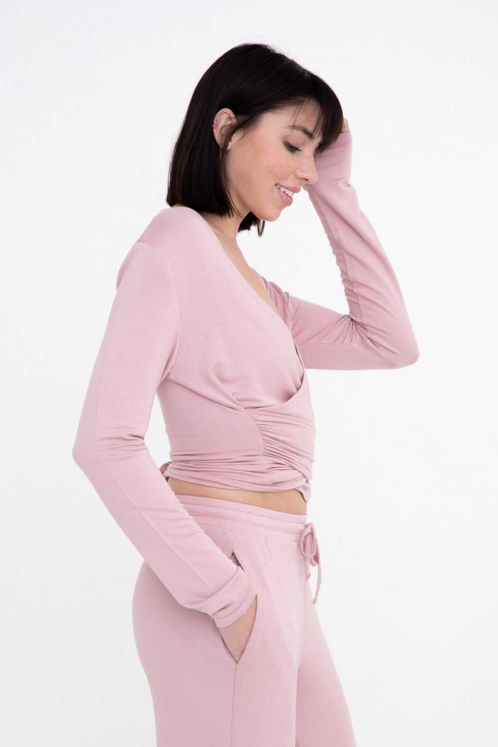 Long Sleeve Wrap Terry Top