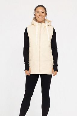 Longline High Neck Padded Vest Champagne