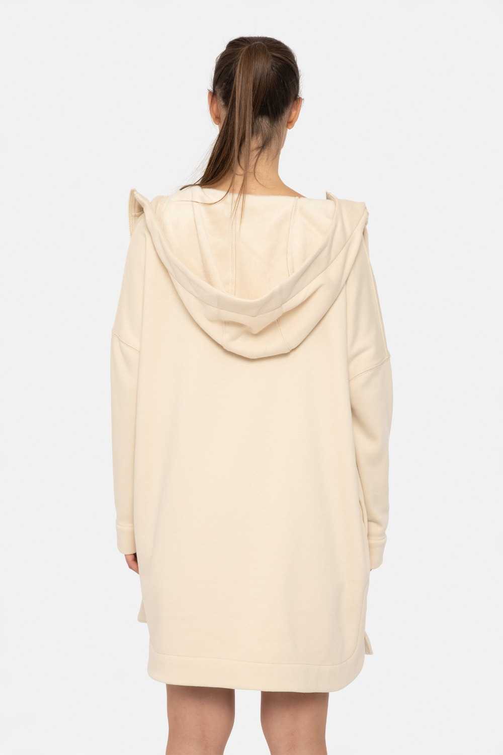 Longline Zip-Up Jacket Hooded Champagne