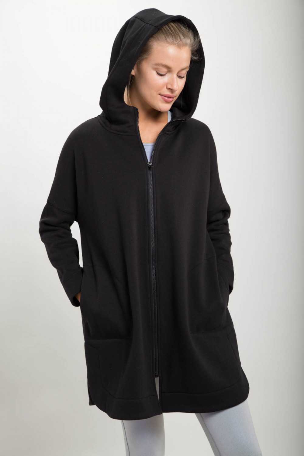 Longline Zip-Up Jacket Hooded