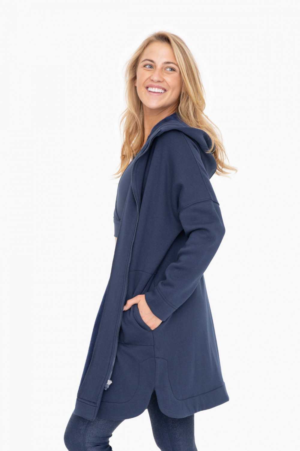 Longline Zip-Up Jacket Hooded