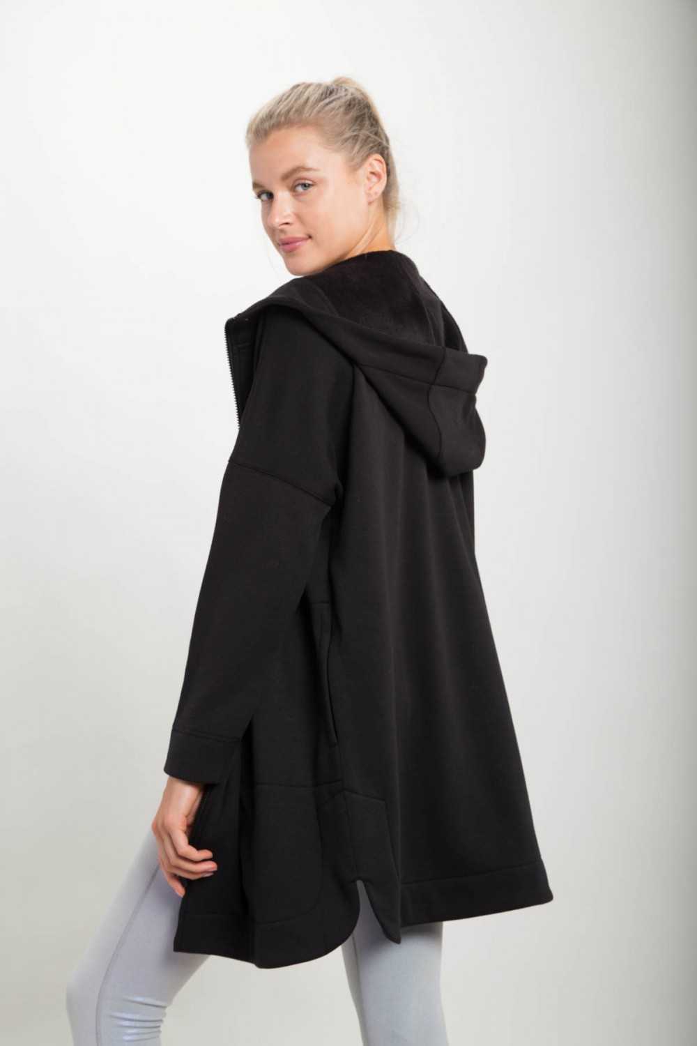 Longline Zip-Up Jacket Hooded