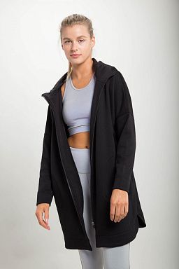 Longline Zip-Up Jacket Hooded